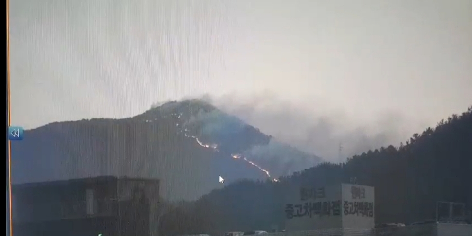 지난 2일 오후 부산 해운대구 운봉산에서 발생한 산불이 밤새 번졌다. 부산경찰청 제공