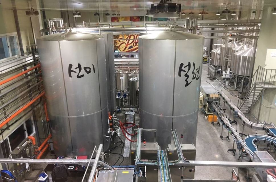 충청북도 증평군에 위치한 수제맥주 업체 플래티넘크래프트맥주 공장 내부 모습. 이 공장은 지난해 중순부터 맥주를 숙성시키는 숙성조에 ‘선미’ ‘설현’ ‘수지’ ‘아이유’의 이름을 붙여놨다. 플래티넘 브루어 누리집 갈무리.