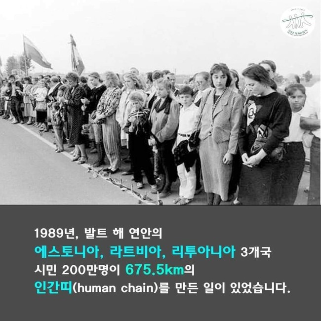 1989년 8월23일 에스토니아·라트비아·리투아니아 등 발트 3국 시민들의 인간띠 잇기.