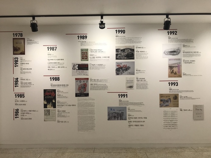 제주시 원도심 ‘포지선 민 제주’에서 열리는 제주민예총의 ‘4·3 기억투쟁 예술 타임라인전’. 제주민예총 제공