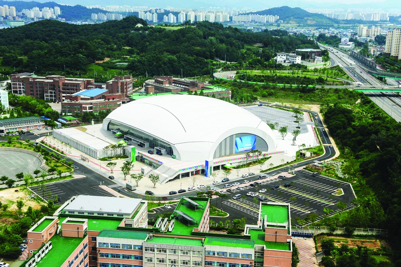 2019 광주세계수영대회 주 경기장이 될 남부대국제수영장. 광주세계수영대회 조직위 제공
