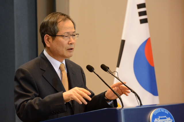천영우 전 대통령비서실 외교안보수석. 청와대사진기자단