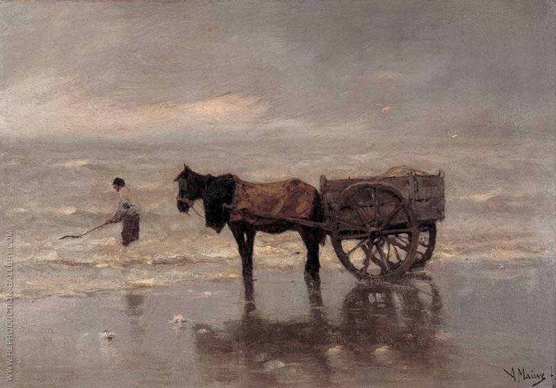 해변의 말과 수레(Horse and cart on the beach), 안톤 모브(Anthonij [Anton] Rudolf Mauve, 1838~1888)