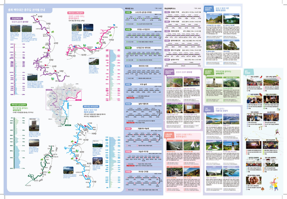 백두대간 충북 종주 길 안내 지도. 충북도 제공