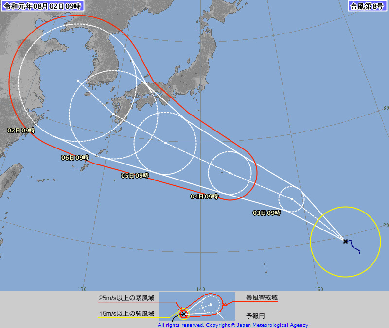 일본 기상청(JMA)의 태풍 ‘프란시스코’ 예상 진로도.