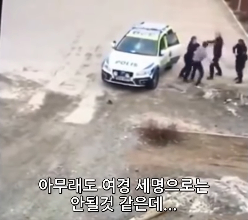 지난 5월 ‘대림동 경찰관 폭행 사건’으로 여성 경찰에 대한 혐오 여론이 일부 누리꾼들 사이에서 나타나던 시기 ‘여경 40% 채용한 스웨덴 근황’이라는 제목의 영상이 온라인 커뮤니티를 중심으로 화제가 됐다. 영상 갈무리.