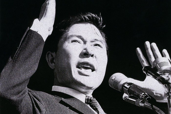 고 김대중 전 대통령이 연설하는 모습. 김대중기념사업회 제공