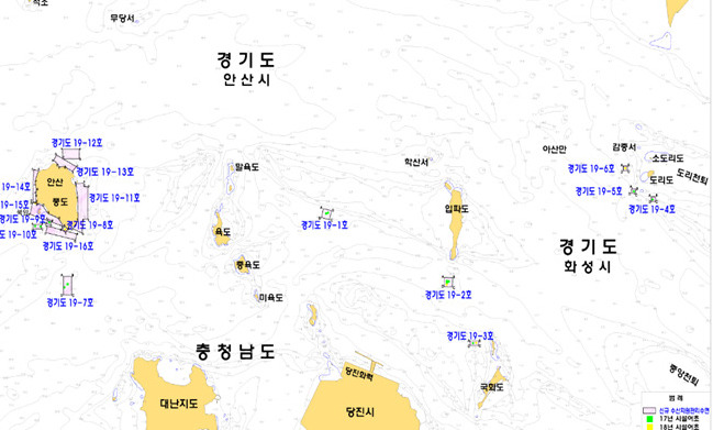 경기도 풍도 입파도 주변 등 16곳에서 어업활동 제한