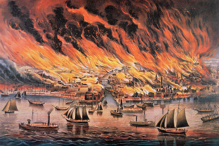 커리어 앤 이브스(Currier & Ives) 작 <시카고 대화재(The Great Fire Of Chicago, 1871)>