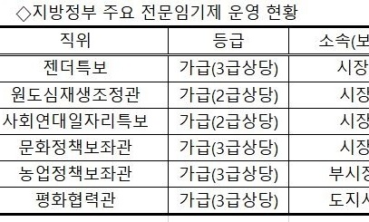 전문임기제 지방정부 공직사회 ‘활력’…일부 ‘보은인사’ 논란