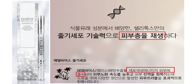 허위 또는 과대 광고로 적발된 사례. 자료 : 식품의약품안전처