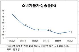 물가 오름폭 커진 2016년