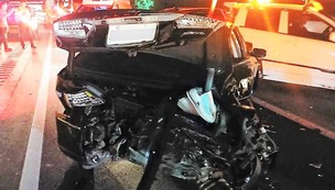 고속도로에서 멧돼지 피하려다 5중 추돌 사고