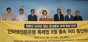 “은산분리 특례법 여당 절충안, 재벌은행 길 트는 허점 투성이” 