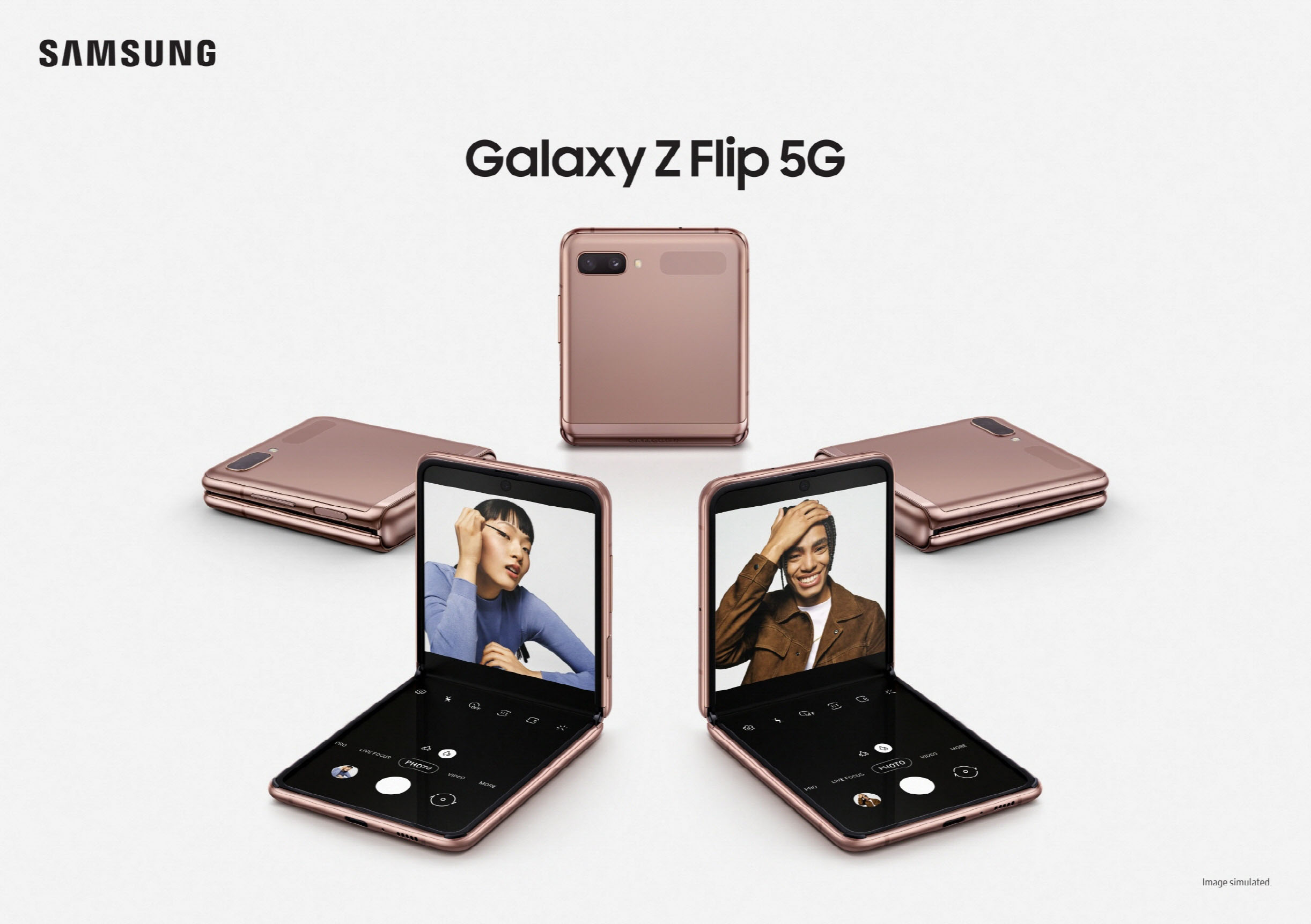 삼성전자가 1일 오후 11시(한국시간) ''삼성 갤럭시Z폴드2 언팩 파트2(Samsung Galaxy Z Fold2 Unpacked Part 2)'' 온라인 행사를 열고 갤럭시Z폴드2를 공개했다. 사진은 이날 공개된 갤럭시 Z 플립 5G 모습. [삼성전자 제공] 