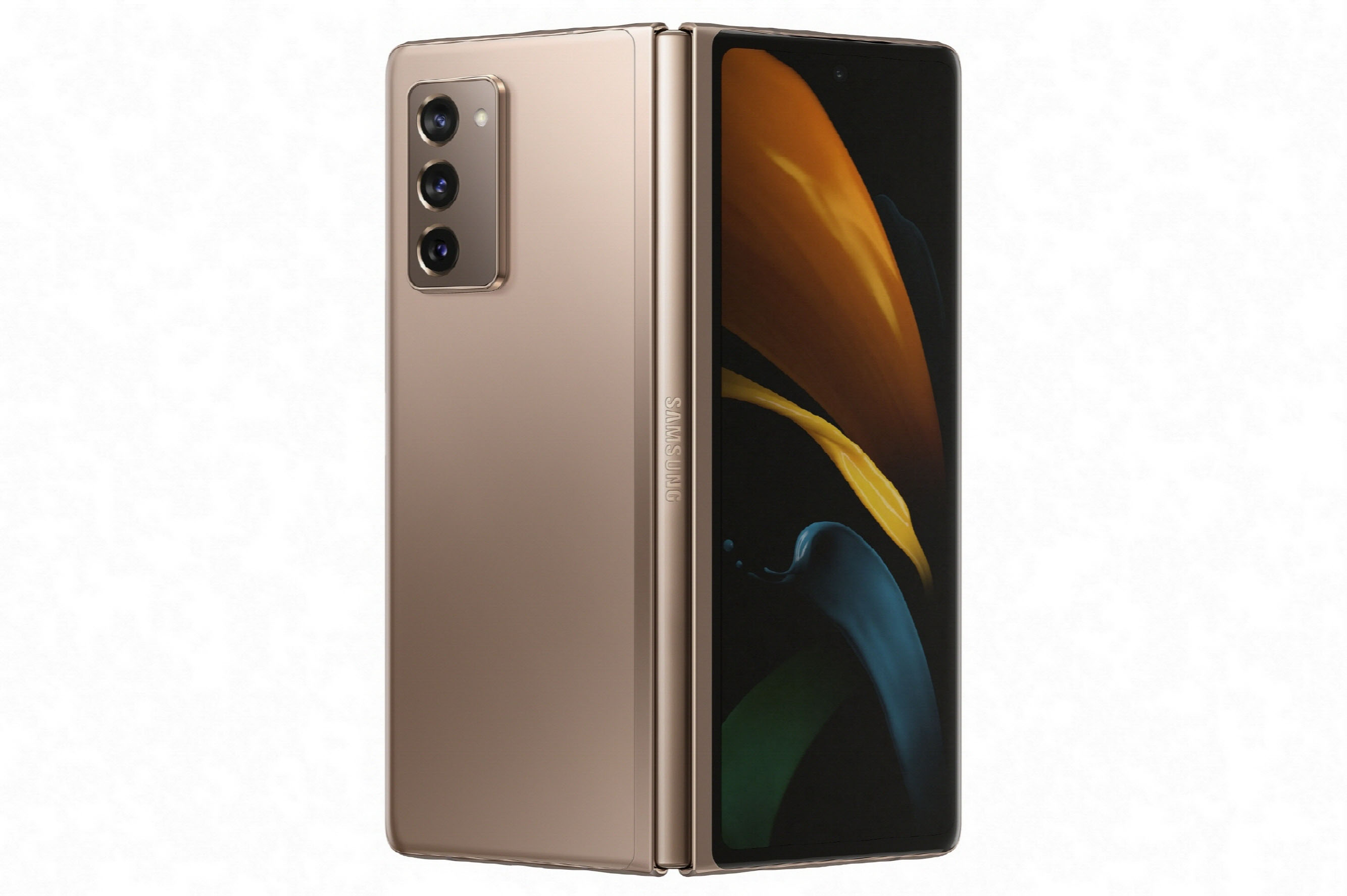 삼성전자가 1일 오후 11시(한국시간) ''삼성 갤럭시Z폴드2 언팩 파트2(Samsung Galaxy Z Fold2 Unpacked Part 2)'' 온라인 행사를 열고 갤럭시Z폴드2를 공개했다. 사진은 이날 공개된 갤럭시 Z 폴드2 미스틱 브론즈 모습. [삼성전자 제공] 