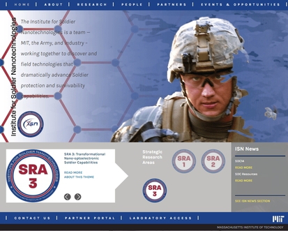 2002년 MIT 대학 안에 설립된 ’전투병용 나노테크 연구소’는 직접적인 무기 개발이 아닌, 전투병의 생명과 안전을 보호하기 위한 기술 개발에 초점을 맞춘 연구를 진행하고 있다.  연구소 홈페이지.